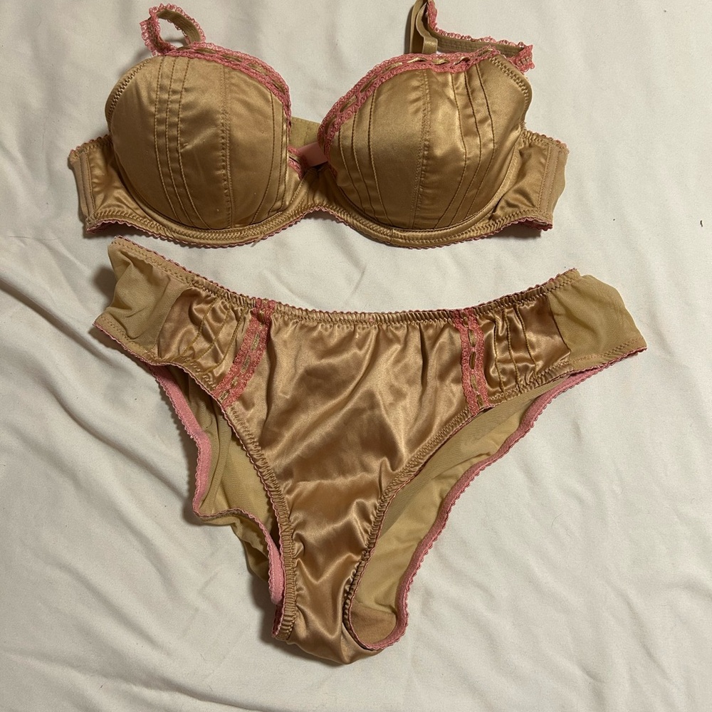 Gold and Pink Underwire Bra & panty set